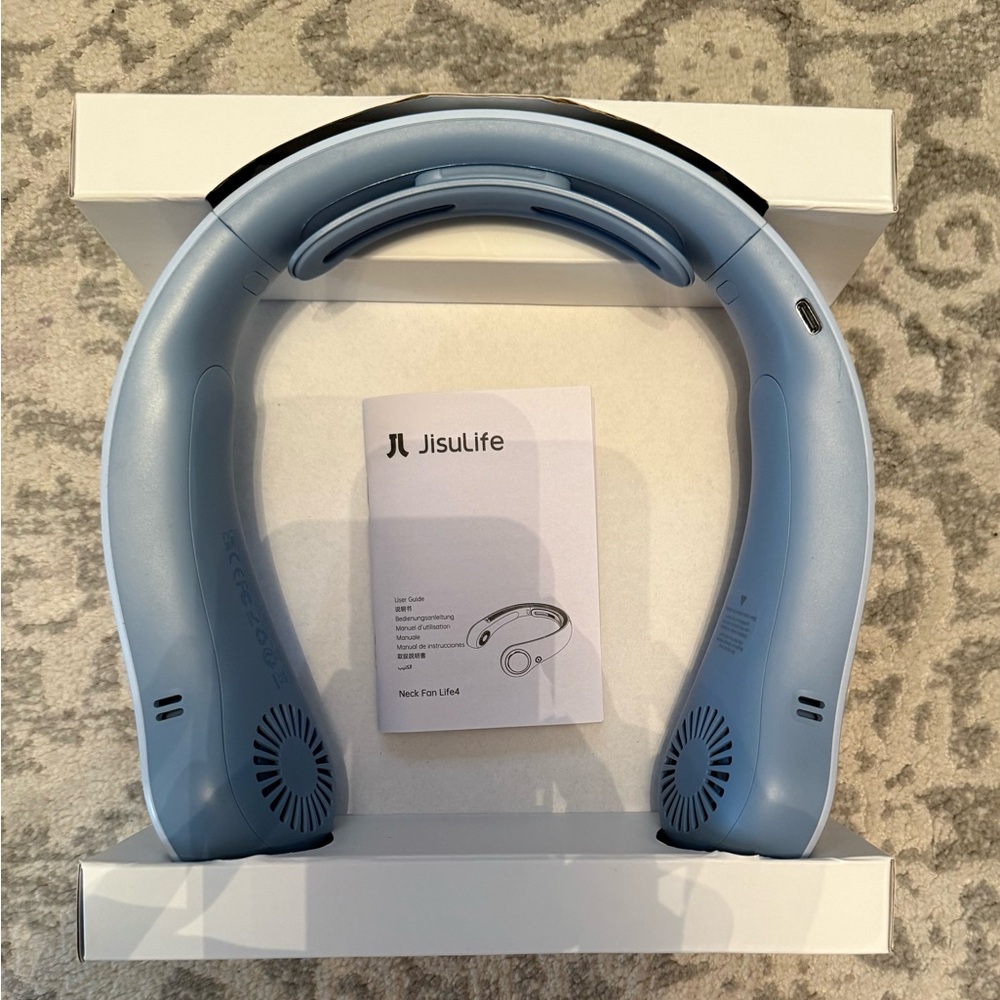 Portable Neck Fan Upgraded, 5 Speed Gears, USB Rechargeable, Sunny Blue JISULIFE